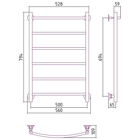 Полотенцесушитель водяной Стилье Версия-H2 80х50 хром