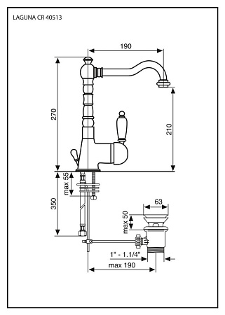 Смеситель Emmevi Laguna 40513CO для раковины, хром/золото