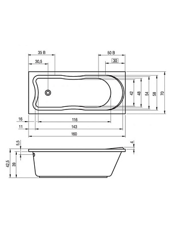 Ванна акриловая Riho Klasik BZ1600500000000 160x70