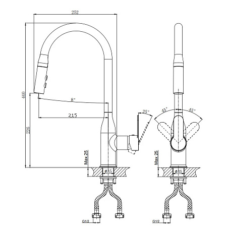 Смеситель для кухонной мойки RUSH Tenerife TE2835-24 хром