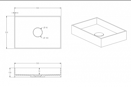 Раковина накладная ABBER Stein AS2621 белый матовый