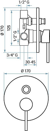 Смеситель Emmevi Piper 45019/CR для душа, хром