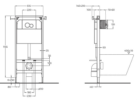 Система инсталляции для унитазов BelBagno BB097SET.R.CR с кнопкой