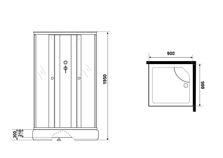 Душевая кабина Niagara Eco E90/26Q/TN/BK 90x90x195 L/R стекло тонированное/профиль серебро