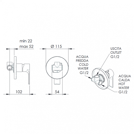 Смеситель Remer Energy EY30 для душа/ванны, хром