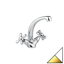 Смеситель Emmevi Deco Classic 12913BO для раковины, белый/золото Смеситель Emmevi Deco Classic 12913BO для раковины, белый/золото