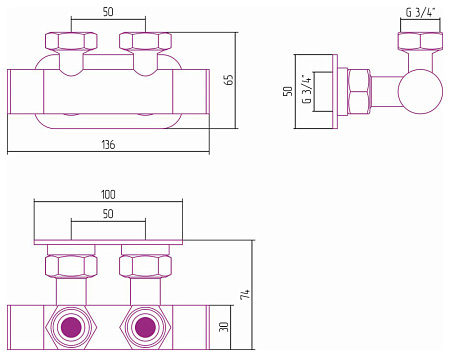 Вентиль Сунержа Без серии 03-1418-3434 для отопительных, золото