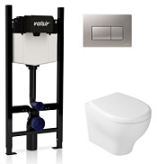 Комплект 4в1 инсталляции с WC и клавишей Valsir KIT VSCrM 7212 Slim P1 белый/хром матовый Комплект 4в1 инсталляции с WC и клавишей Valsir KIT VSCrM 7212 Slim P1 белый/хром матовый