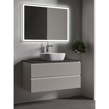 Тумба с раковиной и столешницей Sancos Snob R 100 SNR100CE+TT100A1X Beige Soft/Black Sky