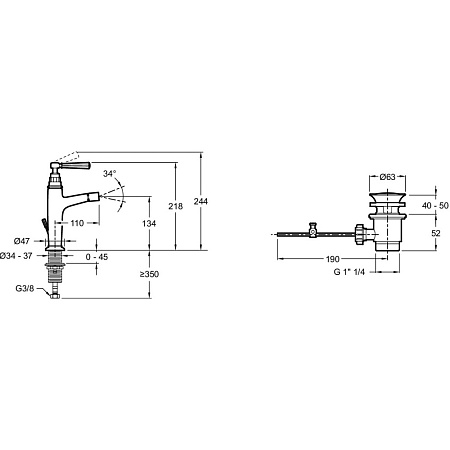 Смеситель Jacob Delafon Cleo E24310-BGG для биде золото