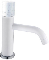 Смеситель Boheme Stick 121-W-MR-WHITE для раковины, ручка Mramor White, белый/белый мрамор