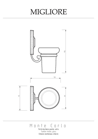 Стакан настенный Migliore Montecarlo 31517 бронза