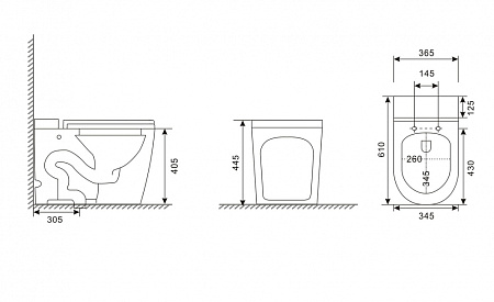 Унитаз приставной ABBER Bequem AC1114P с импульсным смывом, белый