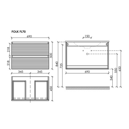 Тумба под раковину Sancos Folk FL70W 70 Bianco