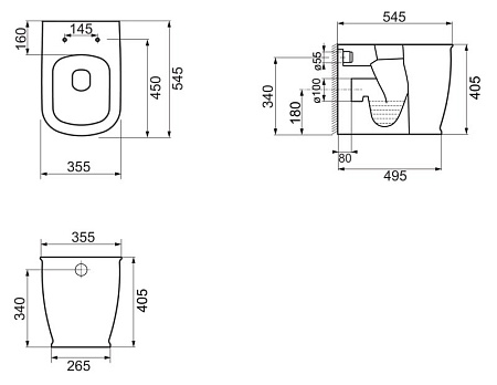 Чаша для унитаза приставного BelBagno Prado BB10150CB
