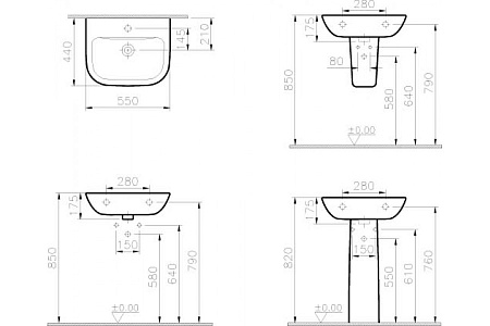 Раковина VitrA S20 5502B003-0001 55