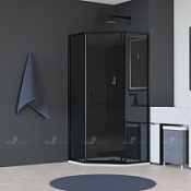 Душевой уголок RGW Hotel 350608499-34 стекло тонированное (серое)/профиль черный