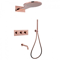 Душевая система ABBER Wasser Kreis AF8150RG скрытого монтажа с изливом, термостат, розовое золото Душевая система ABBER Wasser Kreis AF8150RG скрытого монтажа с изливом, термостат, розовое золото