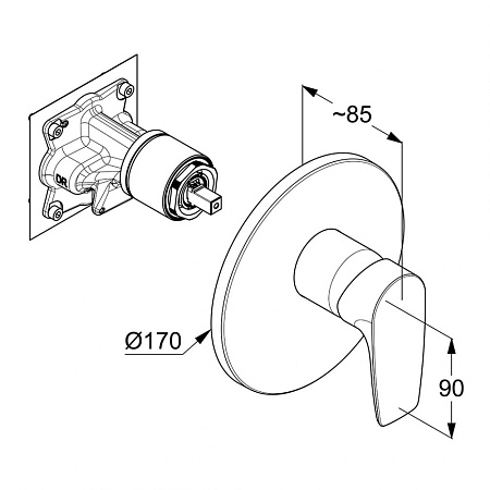 Смеситель Kludi Pure&Solid 346550575 для душа (внешняя часть), хром