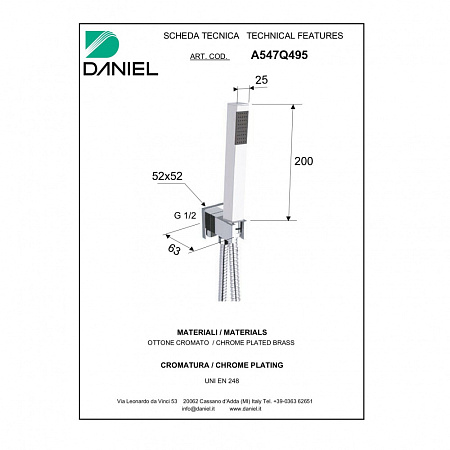 Гигиенический душ Daniel A547Q495-DO золото