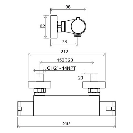 Смеситель Ravak TE 072.00/150 X070051 для душа