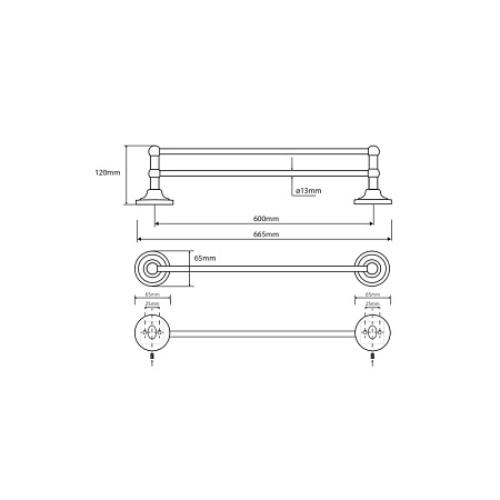Полотенцедержатель Bemeta Retro 144304052 60 двойной хром