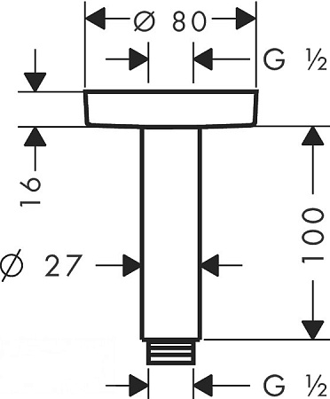 Потолочное подсоединение Hansgrohe 27393000 хром