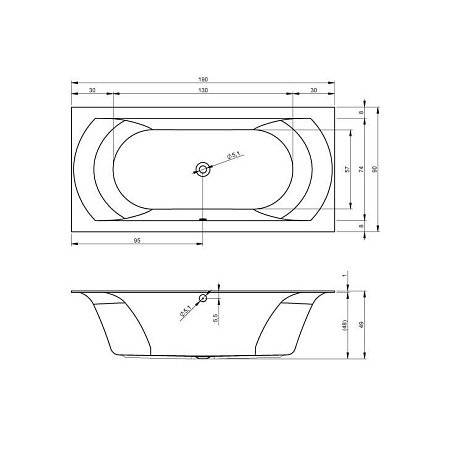 Ванна акриловая Riho Linares Velvet  B143001105 190x90