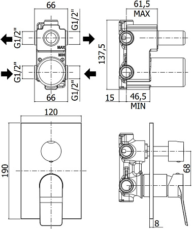 Смеситель Paffoni Tilt TI018CR для душа, хром