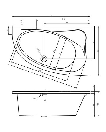 Ванна акриловая Riho Aryl B020001005 140x90 L