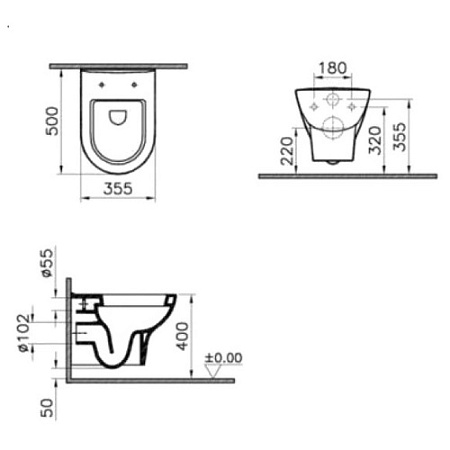 Унитаз подвесной VitrA Zentrum 5785B003-0850 с функцией биде