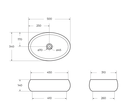 Раковина накладная BelBagno BB1085 48x34x15 белый
