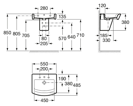 Раковина Roca Hall 32788100N 55х48 см