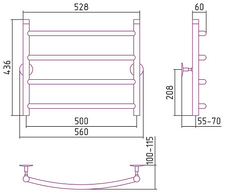 Полотенцесушитель водяной Стилье Универсал-50 50х50 хром