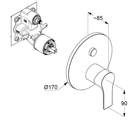 Смеситель Kludi Zenta SL 486590565 для ванны и душа, хром