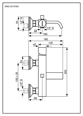 Смеситель Emmevi Siris 47001LACR для ванны, хром