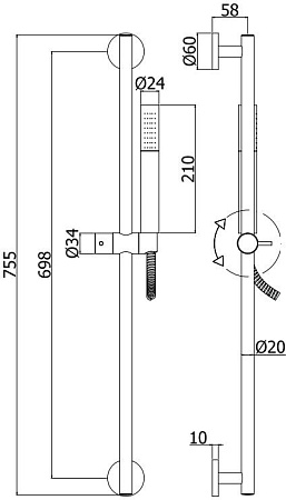 Душевой гарнитур Paffoni Life ZSAL135HGSP золото медовое брашированное