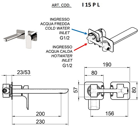 Смеситель Remer Infinity I15PL для раковины, хром