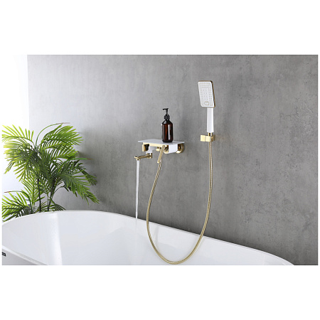 Смеситель Lemark Mista LM6414WG для ванны, белый, золото