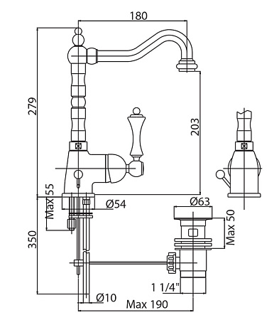Смеситель Cezares Margot MARGOT-LSM2-01-Bi на раковину