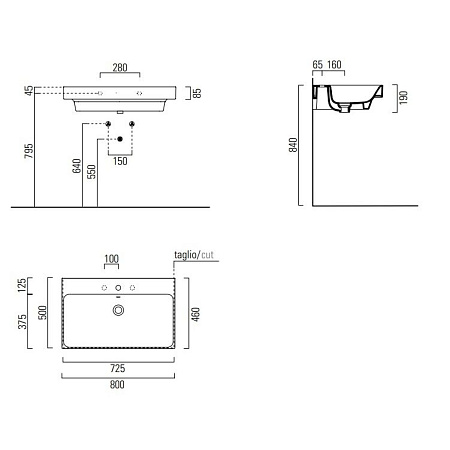 Раковина GSI Nubes 9622011 80х50 белый