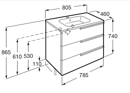 Тумба с раковиной Roca Victoria Nord ZRU9302835 80 см, белый глянцевый