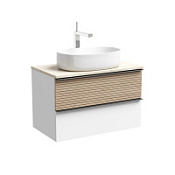 Тумба с раковиной и столешницей Sancos Delta DL80W+TT80A2X дуб светлый/белый/Kreman