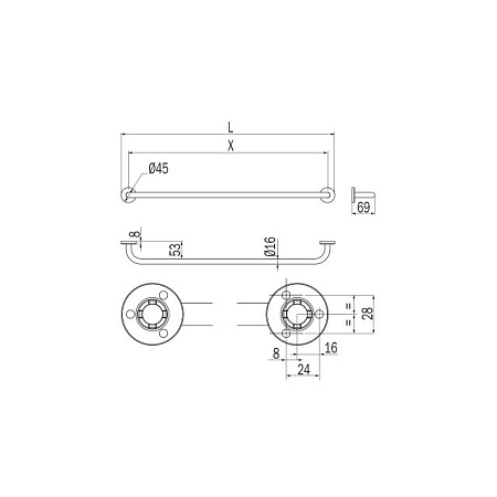 Полотенцедержатель Inda One A2490BWM 45 см, белый матовый