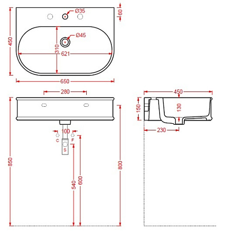 Раковина ArtCeram Atelier ATL003 17;00 65х45 черный матовый