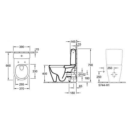 Унитаз-компакт Villeroy & Boch Avento 5644R001 альпийский белый