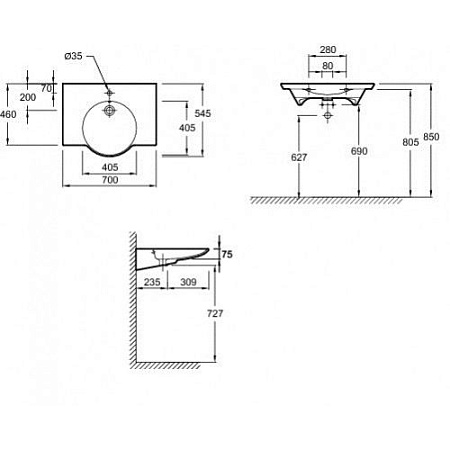 Раковина Jacob Delafon Formilia Spherik E4492-00 70х54,5