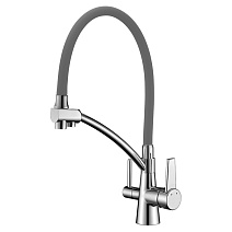 Смеситель Lemark Comfort LM3071C-Gray для кухни с подключением к фильтру, хром/серый