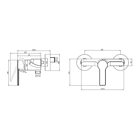 Смеситель Villeroy & Boch Architectura TVS10300100061 для душа, хром