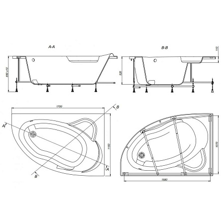 Ванна акриловая Roca Luna 248641000 170х115 см правая